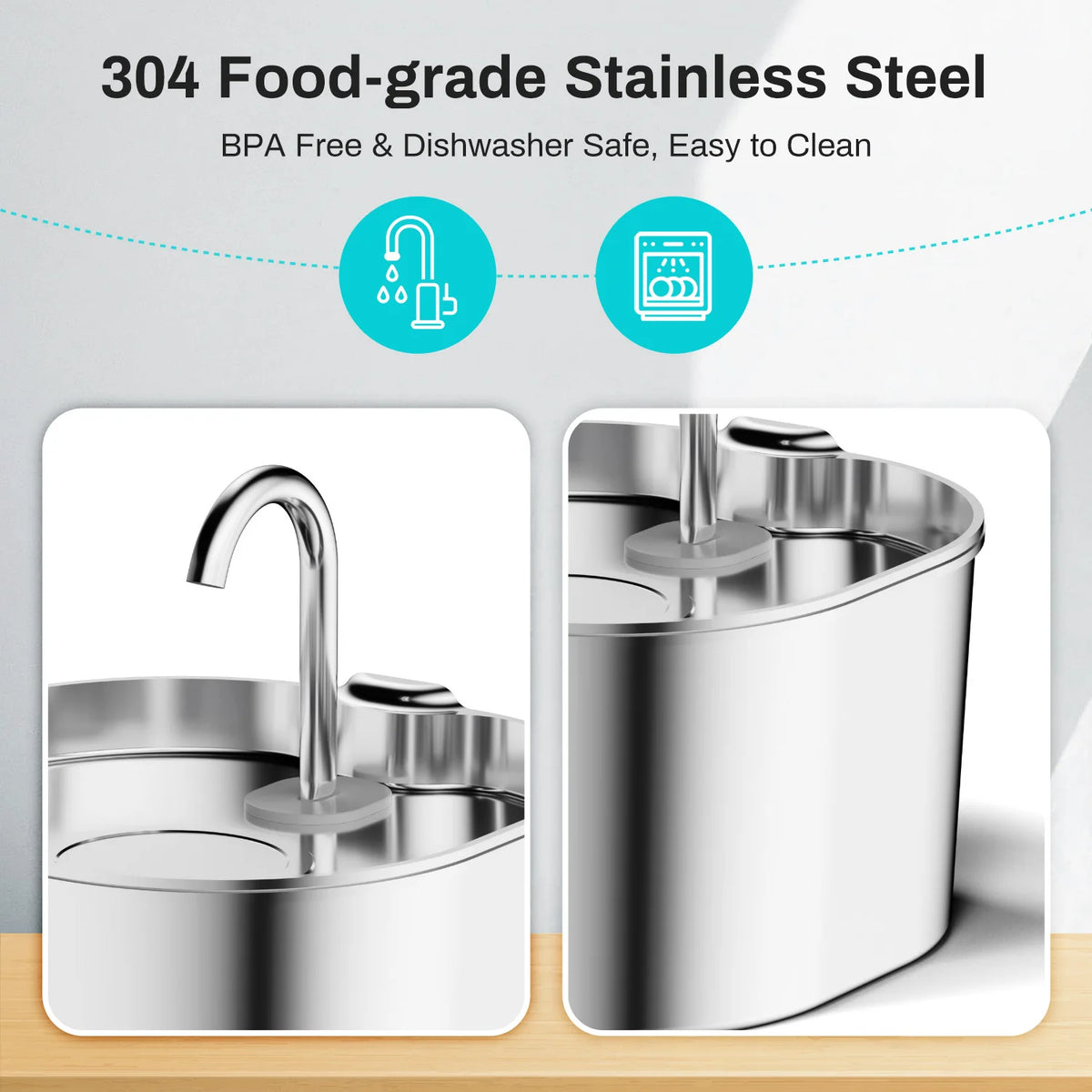 Cat Water Fountain — 2.2L Stainless Steel, Ultra Quiet | Yippo