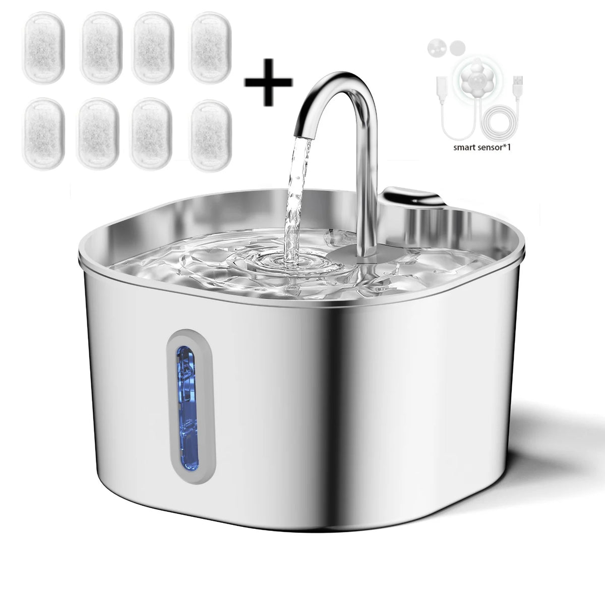 Cat Water Fountain — 2.2L Stainless Steel, Ultra Quiet | Yippo