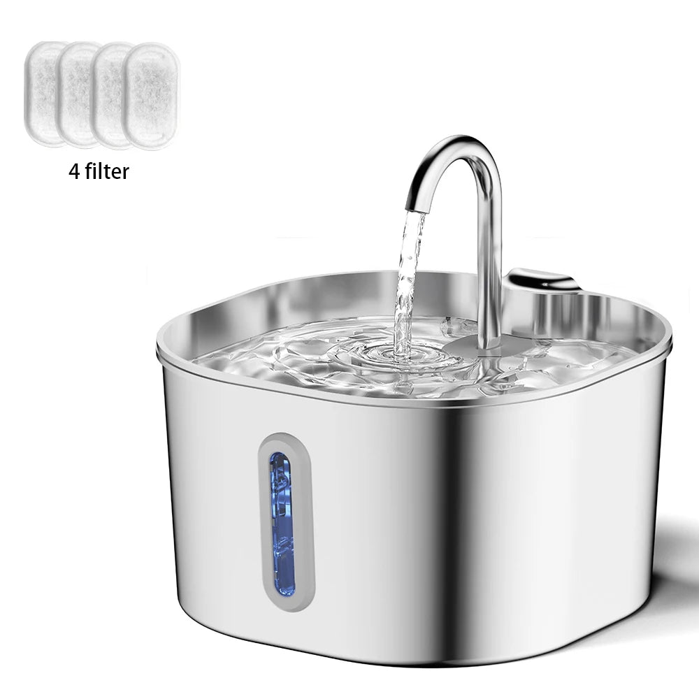 Cat Water Fountain — 2.2L Stainless Steel, Ultra Quiet | Yippo